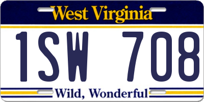 WV license plate 1SW708