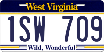 WV license plate 1SW709