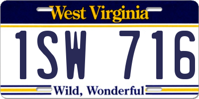 WV license plate 1SW716