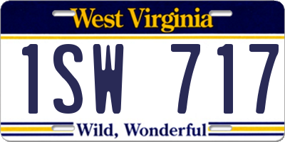 WV license plate 1SW717