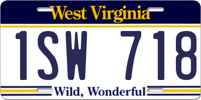 WV license plate 1SW718