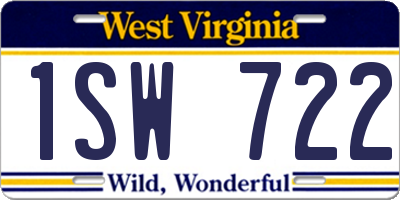 WV license plate 1SW722