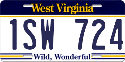 WV license plate 1SW724