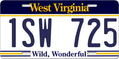 WV license plate 1SW725