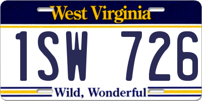 WV license plate 1SW726