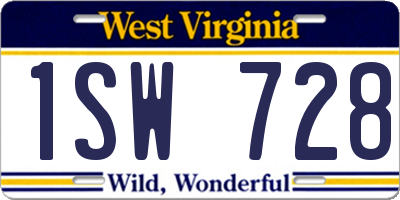 WV license plate 1SW728