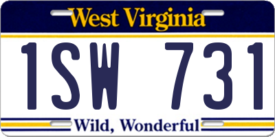 WV license plate 1SW731