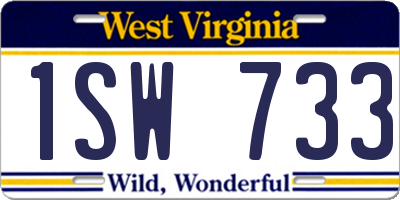 WV license plate 1SW733