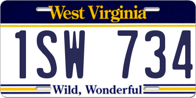 WV license plate 1SW734