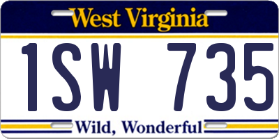 WV license plate 1SW735