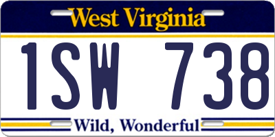 WV license plate 1SW738