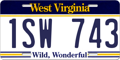 WV license plate 1SW743