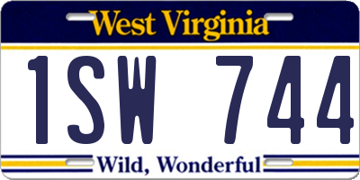 WV license plate 1SW744
