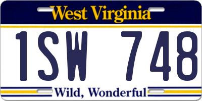 WV license plate 1SW748