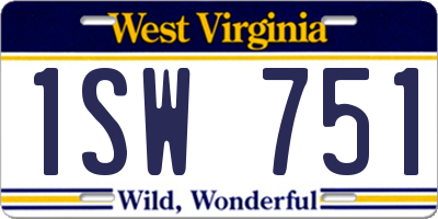 WV license plate 1SW751