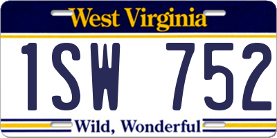 WV license plate 1SW752