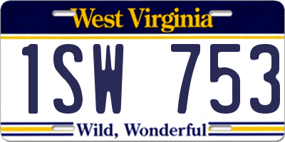 WV license plate 1SW753