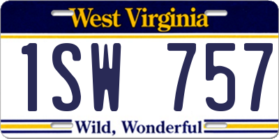 WV license plate 1SW757