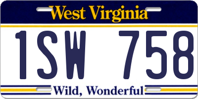 WV license plate 1SW758