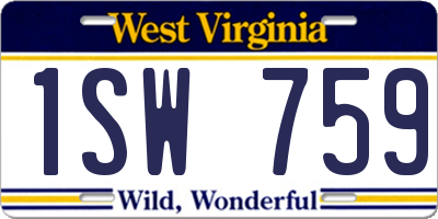 WV license plate 1SW759