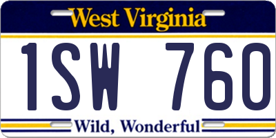 WV license plate 1SW760