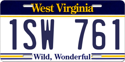 WV license plate 1SW761