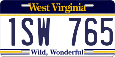 WV license plate 1SW765