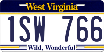WV license plate 1SW766