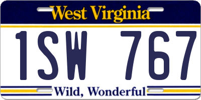 WV license plate 1SW767