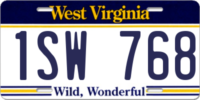 WV license plate 1SW768