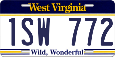 WV license plate 1SW772