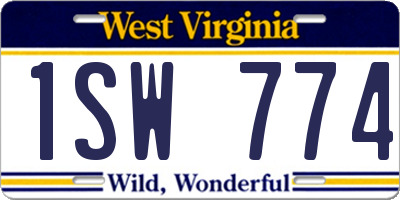 WV license plate 1SW774
