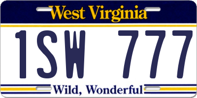 WV license plate 1SW777