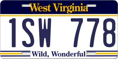 WV license plate 1SW778