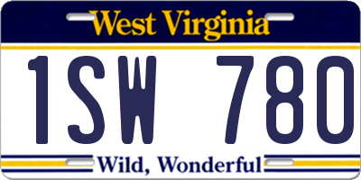 WV license plate 1SW780