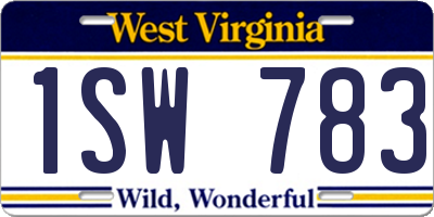 WV license plate 1SW783