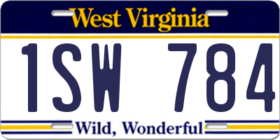WV license plate 1SW784