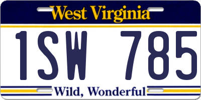 WV license plate 1SW785