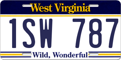 WV license plate 1SW787