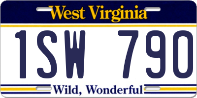 WV license plate 1SW790