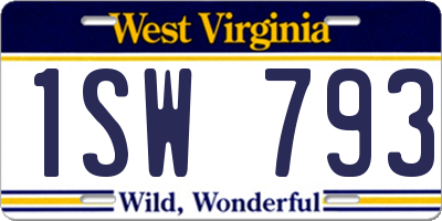 WV license plate 1SW793