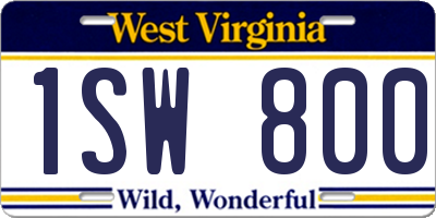 WV license plate 1SW800