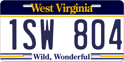 WV license plate 1SW804