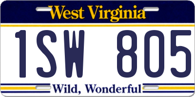 WV license plate 1SW805