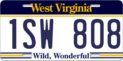 WV license plate 1SW808