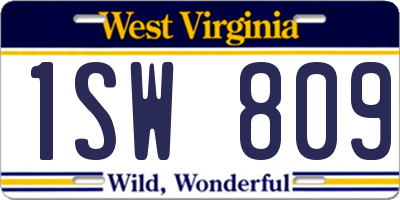 WV license plate 1SW809