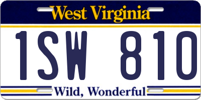 WV license plate 1SW810