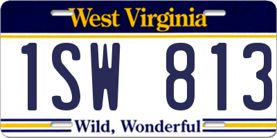 WV license plate 1SW813