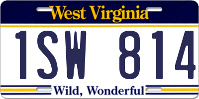 WV license plate 1SW814