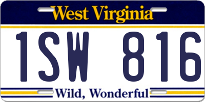 WV license plate 1SW816